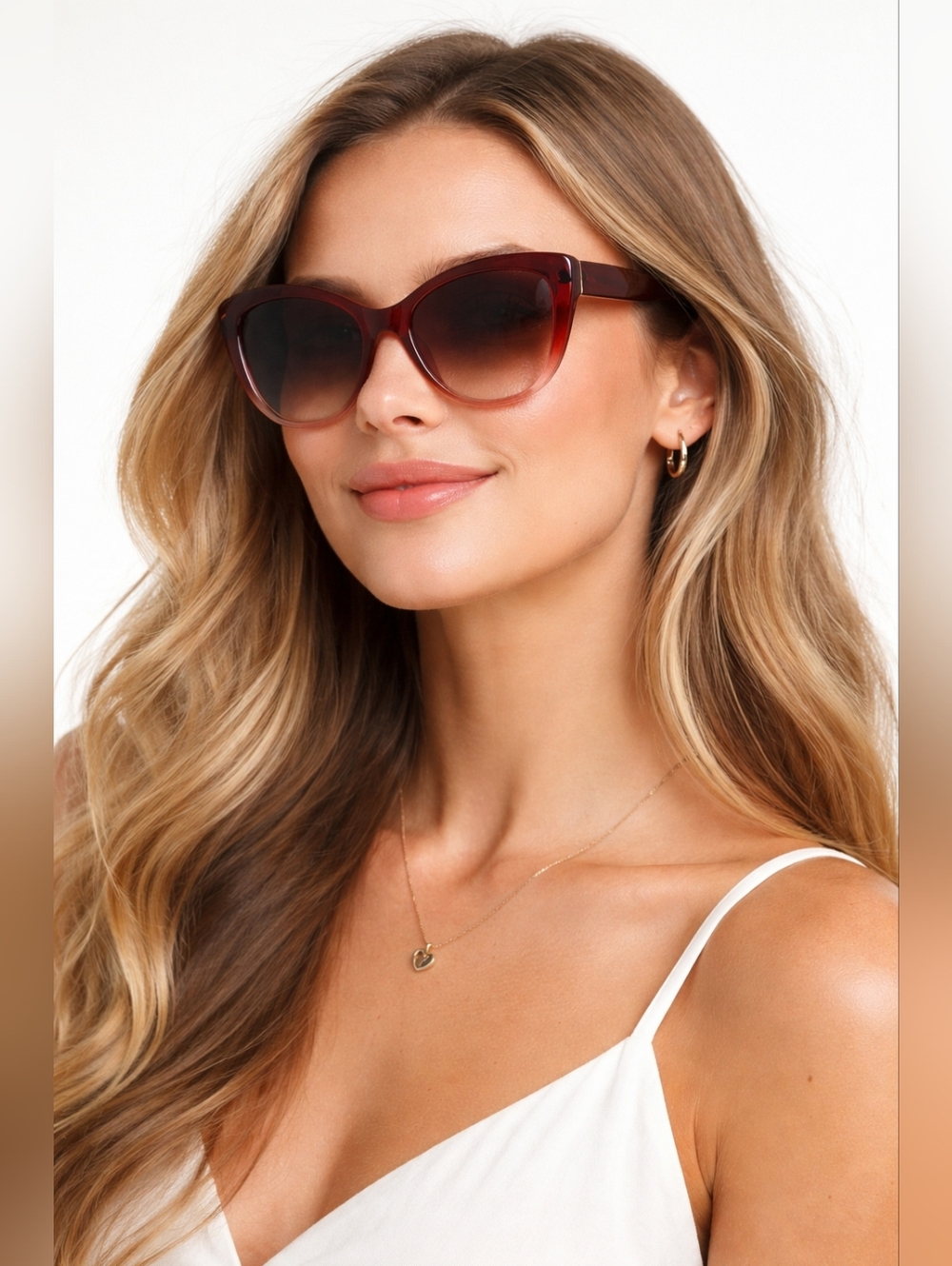 Red Gradient Cat Eye Sunglasses Polarized Vintage Inspired Women’s Fashion Shade